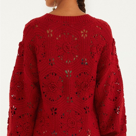 FARM Rio Red Crochet Cardigan - Picture 2 of 6